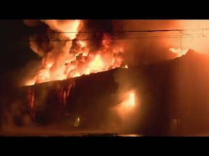 Massive flames at cotton warehouse fire