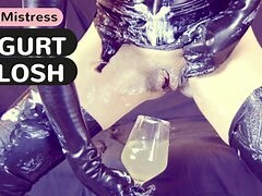 Whipped cream SPLOSH masturbation ends with PISS in a cup