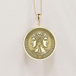 Two-faced Janus Necklace: 14K Gold or Sterling Silver Roman God Pendant - Etsy