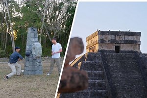 MrBeast prueba 'el primer deporte de pelota de la historia' en su visita al templo de Kukulcán