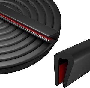 Rubber Edge Trim, 10Ft Self-Adhesive Sheet Metal Edge Guard, EPDM Seal Strip for Car Doors & Steel Plates, up to 1/8 Inch Thickness