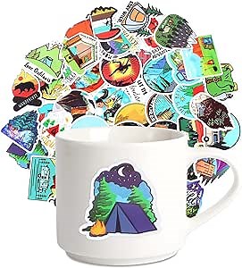 Large 15OZ Coffee & Milk Mug with 50 pcs Stickers in Giftable Package, DIY your own mug, Coworker gifts, Personalized birthday gifts for women, （Outdoor）