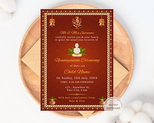 Upanayanam Ceremony Invitation Card: Traditional Thread Ceremony (digital Download) - Etsy