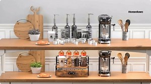 Coffee Syrup Rack Organizer, Coffee Pod Holder for Countertop, 8 Syrup Bottles Stand with Storage Drawer for 35 K Cups, Coffee Pod Drawer for Coffee Station, Home, Kitchen, Office, Dorm, Rustic Brown