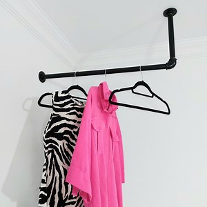 L Type Ceiling Hanging Clothes Bar, Laundry Wall Shelf, Industrial Pipe Shelving, Metal Hanging Clothes Rack, Ceiling-mounted Clothes Rail - Etsy