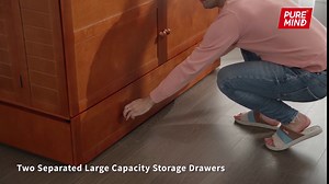 PUREMIND Queen Murphy Bed Cabinet with Mattress, USB Charging Station, Large Storage Drawer, Grey