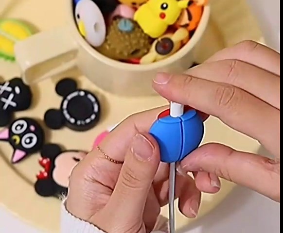 Axanbox Data/Charging/Lightning Cable Protector Saver Chewers 3D Cartoon Animal Cute Cord Protector USB Cable Saver Phone Charger Cable Sleeve Cable Wire Wrap Protector (Astronauts-8PCS)