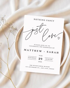 Nothing Fancy Just Love Invitation Elopement Reception Invite Minimalist Modern Elopement Announcement Modern Reception Invite Template - Etsy