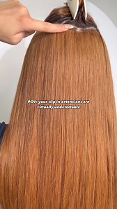 Our Seamless clip-ins in shade ‘Rich Auburn’ ✨ Our bestselling Seamless clip ins are made with a unique flat silicone strip weft, attaching closer to your parting without detection. Shop now | milkandblush.com | Milk & Blush | Facebook