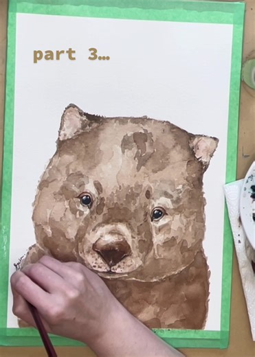 part 3 (final) of painting my watercolour wombat portrait. #australianart #australianartist #ballaratartist