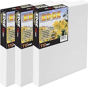The Edge All Media Cotton Deluxe Stretched Canvas - 1-1/2" Deep Canvas for Acrylics, Oils, Watercolor, Pastels, Charcoal, & More! - [9 Pack - 10x15]