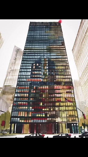 seagram building looking sexy as a3d animated photo #seagram #art #watercoloe #3d #3dphoto | Takmaj | Maja Wrońska art