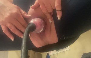 Pussy pumped, glued and toyed with ice dildo