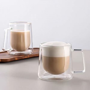 [Hot Item] Double Wall 200ml/6.7oz Glass Coffee Mugs Resistant Clear Borosilicate Cups Espresso Cups Tea Cups Perfect for Latte Americano Cappuccino Tea Bag Insulated