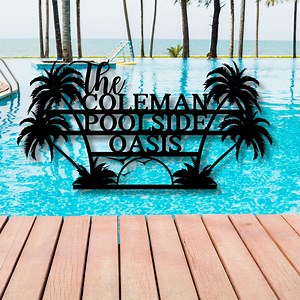 Custom Metal Pool Sign, Personalized Metal Poolside Sign, Metal Swimming Pool Sign, Metal Backyard Sign, Custom Poolside Sign, Outdoor Sign - Etsy