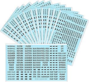 Jutom 2500 Pcs Pool Equipment Identification Labels Waterproof Sticker for Swimming Pool, Plumbing, and Piping, Easily Mark Different Equipment of Your System, 125 Adhesive Labels Each Sheet(Blue)