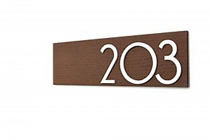 Interior Modern Number Plague - Brown Marine Plywood and Black Acrylic numbers - Contemporary Sign - Apartment door number - Hotel Room number