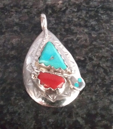 Effie C Zuni Sterling Silver Turquoise Coral Snake Pendant - Etsy