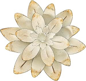 Foreside Home and Garden Antique Finish Wall Flower White Metal by Foreside Home & Garden