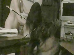 La niña juega con su perrito