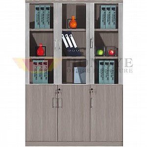 [Hot Item] Grey 3 Glass Doors Modern Office Cabinet Design (HY-NNH-W213)