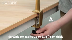 Inweder Over The Table Rod Stand with Clamps: 40" Tall Adjustable Gold Metal Table Arch Stand Table Clamp Stand Over The Table Iron Rod Party Stands for Wedding Centerpiece Anniversary Event