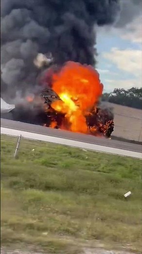 Fatal crash: Bombardier Challenger 600 engulfed in flames on I-75 near Naples, Florida