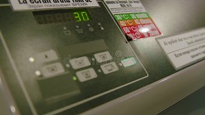 Close-up of Hand Pressing Button on Self-service Laundromat Washing Machine Control Panel, Displaying Settings and Stock Video - Video of laundry, interaction: 435577419