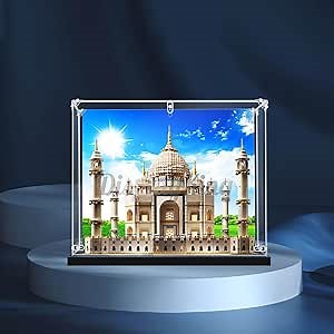 Acrylic Display case with Screw for Lego Taj Mahal 10256- 3mm Thickness (Lego Set is not Included) (with Theme Background)
