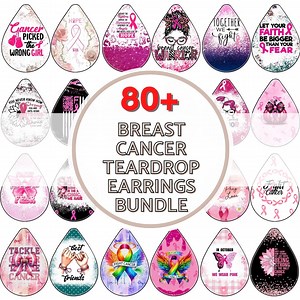 Breast Cancer Ribbon Teardrop Earrings Png Bundle, Breast Cancer Png, Cancer Awareness Png Sublimation Design, Cancer Earrings Png Download - Etsy