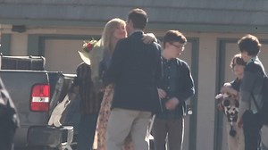 Ellen Pompeo and Mark Duplass share a kiss while on the set of Orphan