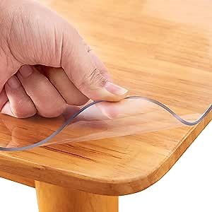 Clear Plastic Table Protector PVC Crystal Table Cloths for Picnic Table Dining Room Table Kitchen Table Wood Furniture Screen Protector Vinyl Tablecloth Floor Carpet Protection Waterproof 18x54 inch