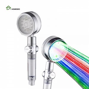 [Hot Item] High Pressure Turbo Fan SPA Showerhead Turbocharged Hydro LED Light 7 Color Changing Filter Hand Held Shower Head