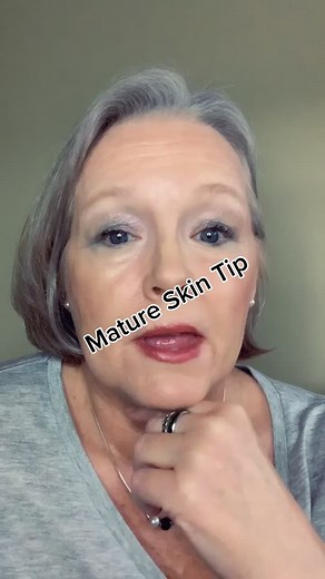 Makeup top for mature skin: go easy on the setting powder. Just use cream makeup and a setting spray. #womenover50 #matureskin #fyp #matureskinmakeup