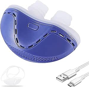 Anti Snoring Devices, Electric Snoring Solution for Men Women, Adjustable Wind Speed Double Eddy Current Stop Snoring Sleep Aid Device Nasal Dilator Nose Vents Plugs (Gift Fixing Strap)