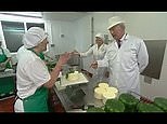 Prince Charles speaks to the cheese factory staff in Cornwall