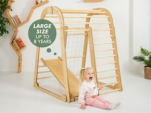 Montessori Climbing Frame With Slide: Wooden Indoor Playground - Etsy