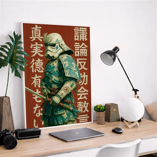 Futuristic Samurai Poster | Japanese Warrior Art, Digital Download - Etsy