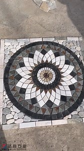 Waterjet Multicolor Slate Mosaic Medallion for Outdoor Paving We have a vast selection of natural stone colors, and are able to manufacture custom stone medallion. culturedstone@daleistone.com http://daleiculturedstone.com #waterjet #design #slate #paving #patio #medallion #mosaic #landscape #waterjetmosaic #construction #art #handmade #culturestone #garden #DL | Dalei-Culture Stone