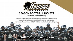 Get ready for the 2023 Football season by purchasing your season tickets at HardingSports.com/tickets #GOBisons | Harding Sports
