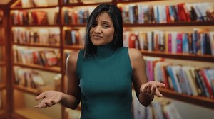 Young Woman Library Appears Thoughtful Surrounded : vidéo de stock (100 % libre de droit) 3815323617 | Shutterstock