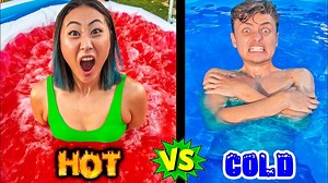 I compete w/ Carter in a hot and cold pool challenge! 🔥🥶 | Lizzy Capri