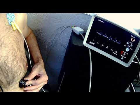 Male heart beat sounds and ECG display
