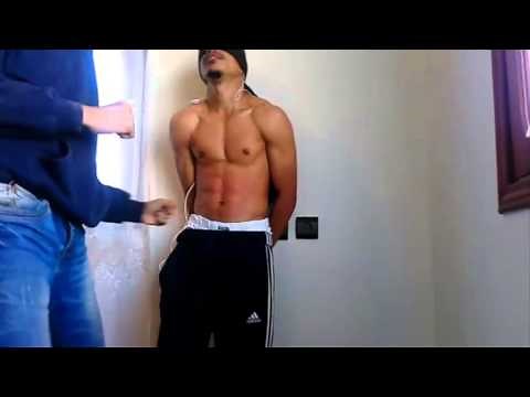 Gutpunch. Mehdi blindfolded and gutpunched