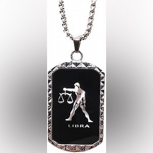 Stainless steel Silver Libra Zodiac Pendant Necklace unisex