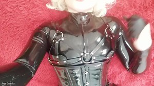 Latex Rubber JOI jerk off instructions - hot pin up MILF in fetish catsuit FemDom POV Porn Videos - Tube8
