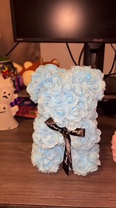 Pink Valentines Bear with Necklace in Clear Gift Box - 10 Inch Handmade Rose Teddy Bear Artificial Flower Bear - Romantic Teddy Bear with Flowers for Girlfriend Womens Anniversary