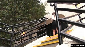 Public downblouse in white shirt in Downblouse