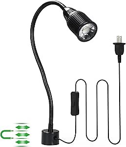 LED Magnetic Work Light with Flexible Gooseneck, 12W 1200 Lumens 6500K 110V US Plug, Machine Lathe Light with Magnetic Base for Work Bench, Sewing Machine, Lathe Workbenches