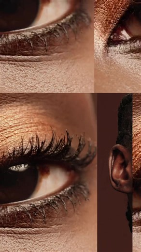 Maty Fall wears Ombres G in 910 - Undressed Brown and Rouge G Satin No. 19 – Deep Brown. ​Pale satin pink and warm satin brown meet flamboyant metallic copper, paired with an intense matte chocolate. Discover more on guerlain.com | Guerlain